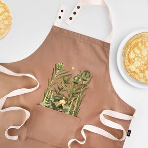 Artichokes print Beige Apron Cooking apron baking Aprons for her Gardening Apron for Kitchen Housewarming gift Apron gift image 4