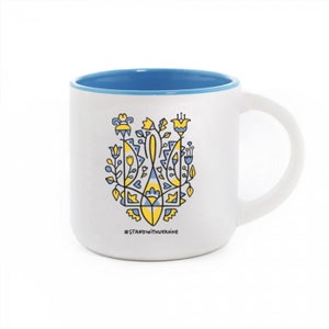 Ukrainian mug |  Blue and yellow | Ceramic mug 350 ml | Ukraine art | Ceramic coffee cup | Ukraine folk | Ukraine print | Ukraine gifts