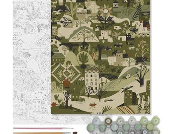 Folk Art Paint by Numbers Kit | DIY Tapestry Design Painting | Symmetrical Tree of Life Wall Art for Adults | Unique Creative Gift