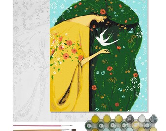 Kit de peinture par numéros Fleurs, Charmes de la nature, Kit de décoration murale - Idées cadeaux : Coloriage par numéros