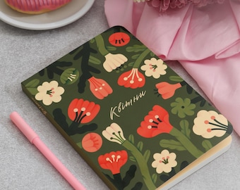 Floral Notebook, Botanical Journal, Flower Illustration, Unique Ukrainian Illustration Notebook, Notebook for School, Notebook for Women