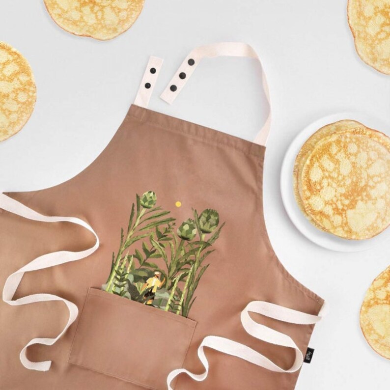 Artichokes print Beige Apron Cooking apron baking Aprons for her Gardening Apron for Kitchen Housewarming gift Apron gift image 4