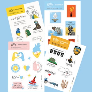 Pegatinas Ucrania Surtido de pegatinas temáticas de Ucrania Soporte con pegatinas de Ucrania Conjunto de ilustraciones ucranianas Impresión de buque de guerra Funda para portátil