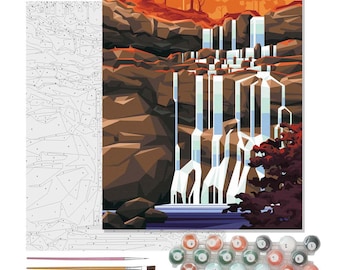 Waterfall Paint by Numbers Kit – Art Therapy & Home Decor – 16x20” (40x50 cm)