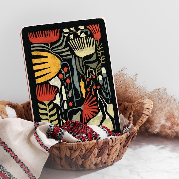 Wood wall painting Ukrainian Ethno Wood Poster Ukraine culture Ukrainian ornaments Black Wooden poster Symbols Of Ukraine Wall art shop gift