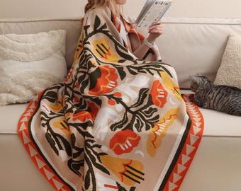 Horse Blanket, Cotton Blend Woven Throw, Modern Ethno Home Decor, Unique Gift for New Home