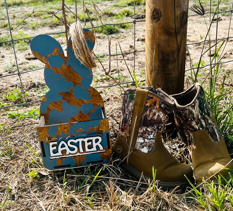 Easter Bunny Cow Print Crate - Etsy