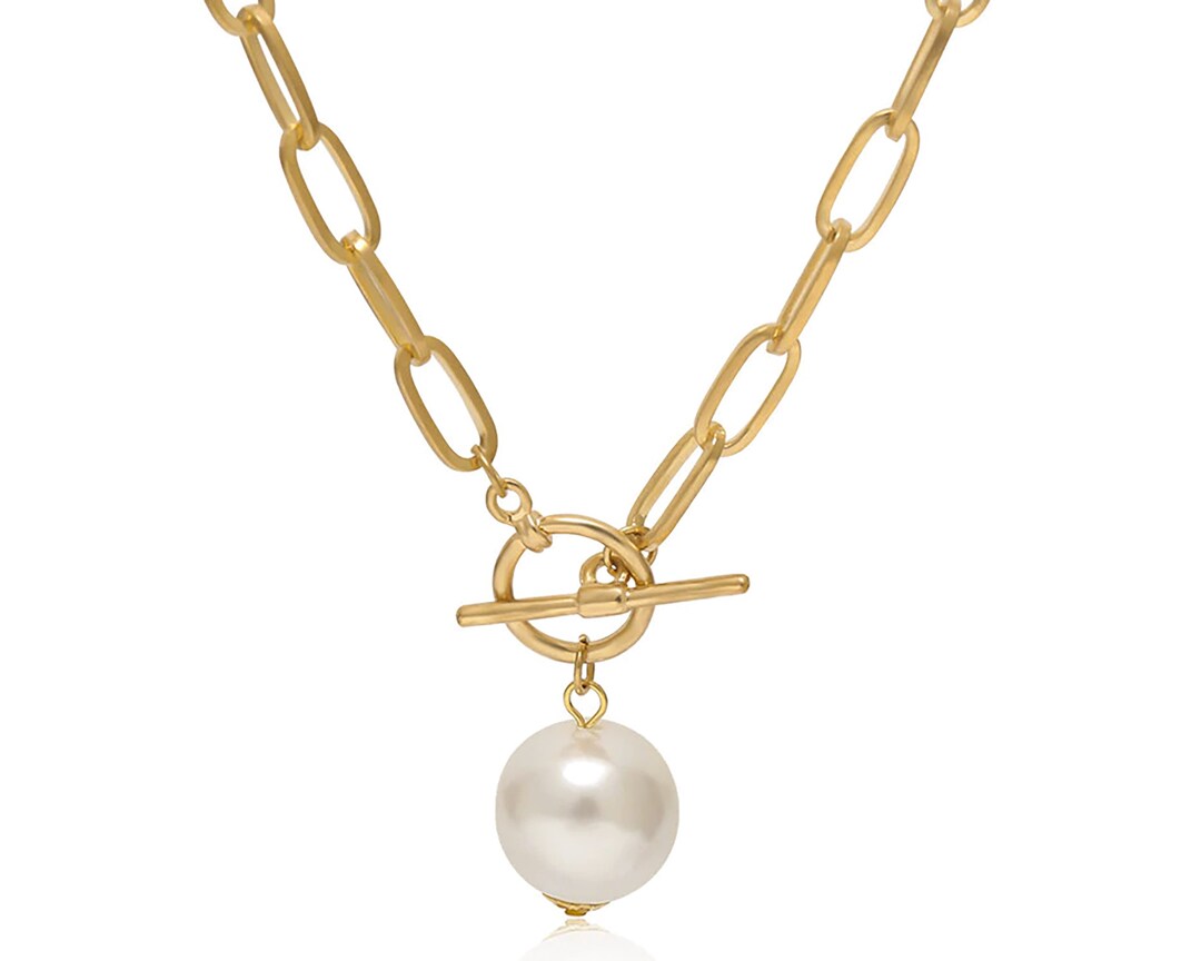 Chain Necklace With Pearl and Toggle Catena Con Pendente Etsy