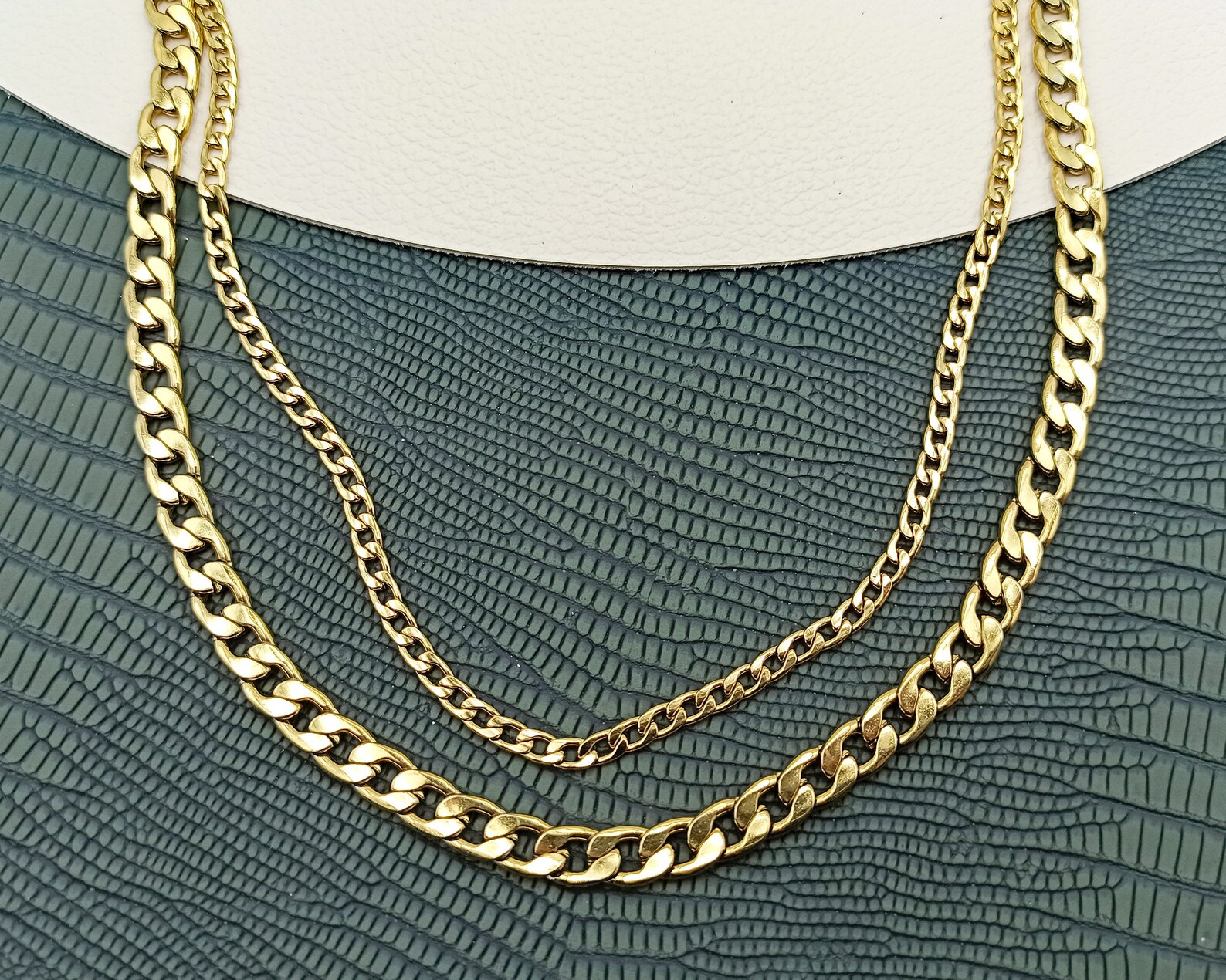 2 Stück Cuban Halskette 925 Sterling Silber - 45cm & 60cm Dicke Kette Damen