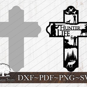 Hunting Life Cross SVG | Hunter Cross SVG | Digital File Download | Dxf Pdf Png Svg | Commercial Use