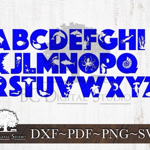 Letras do Fundo do Mar SVG | Alfabeto do Oceano | Cartas infantis | Alfabeto do Mar | Letras do oceano Svg | Mar | Download de arquivo digital | Dxf Pdf Png Svg