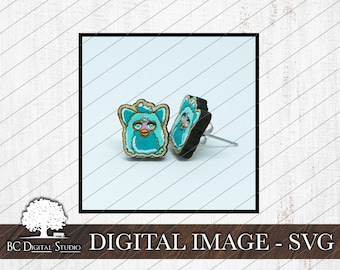 FURBY Studs SVG | 90s Earrings | 80s Earrings | 90s Gifts | Stud Earrings | Earring Svgs | Stud Svgs | Glowforge Studs Svg | Laser Cut Files