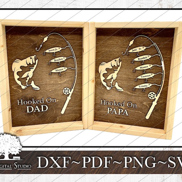 Hooked On Dad Fishing Sign SVG | Father Gift Svg | Fishing Svg | Grandpa Sign | Digital File Download | Dxf Pdf Png Svg | Commercial Use