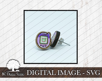 TAMAGOTCHI Studs SVG | 90s Earrings | 80s Earrings | 90s | Stud Earrings | Earring Svgs | Stud Svgs | Glowforge Studs Svg | Laser Cut Files