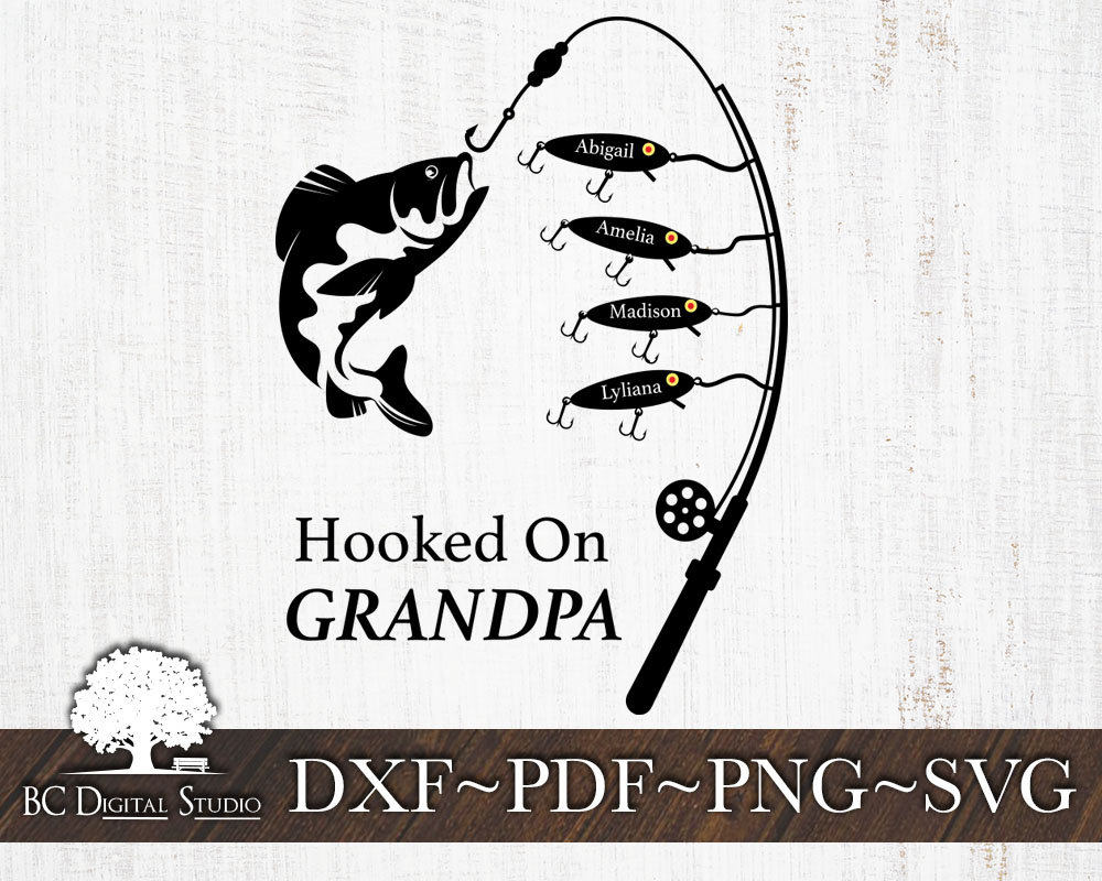 Download Hooked On Dad Fishing Sign SVG Father Gift Svg Fishing Svg | Etsy