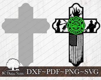 Firefighter Cross SVG | Fireman Cross Svg | Digital File Download | Dxf Pdf Png Svg | Commercial Use