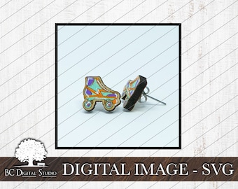 ROLLER SKATES Studs SVG | 90s Earrings | 80s Earrings | Stud Earrings | Earring Svgs | Stud Svgs | Glowforge Studs Svg | Laser Cut Files