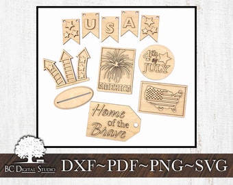 4th of July Tiered Tray File SVG | Glowforge 4th of July tier tray | USA Tier Tray Digital | Diy kit laser cut | Tier Tray Digital File