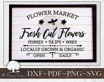 Farm Fresh Flowers Svg | Spring Farmhouse Sign Svg | Digital File Download | Dxf Pdf Png Svg | Commercial Use