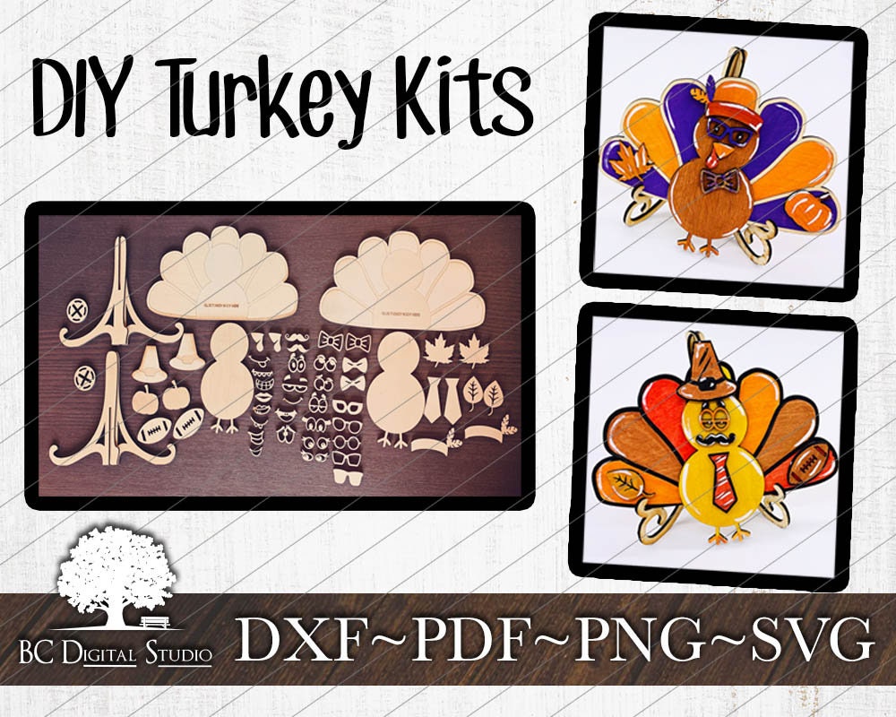 DIY Turkey Kit SVG | Blank Turkey Kit Svg | Digital File Download | Dxf ...