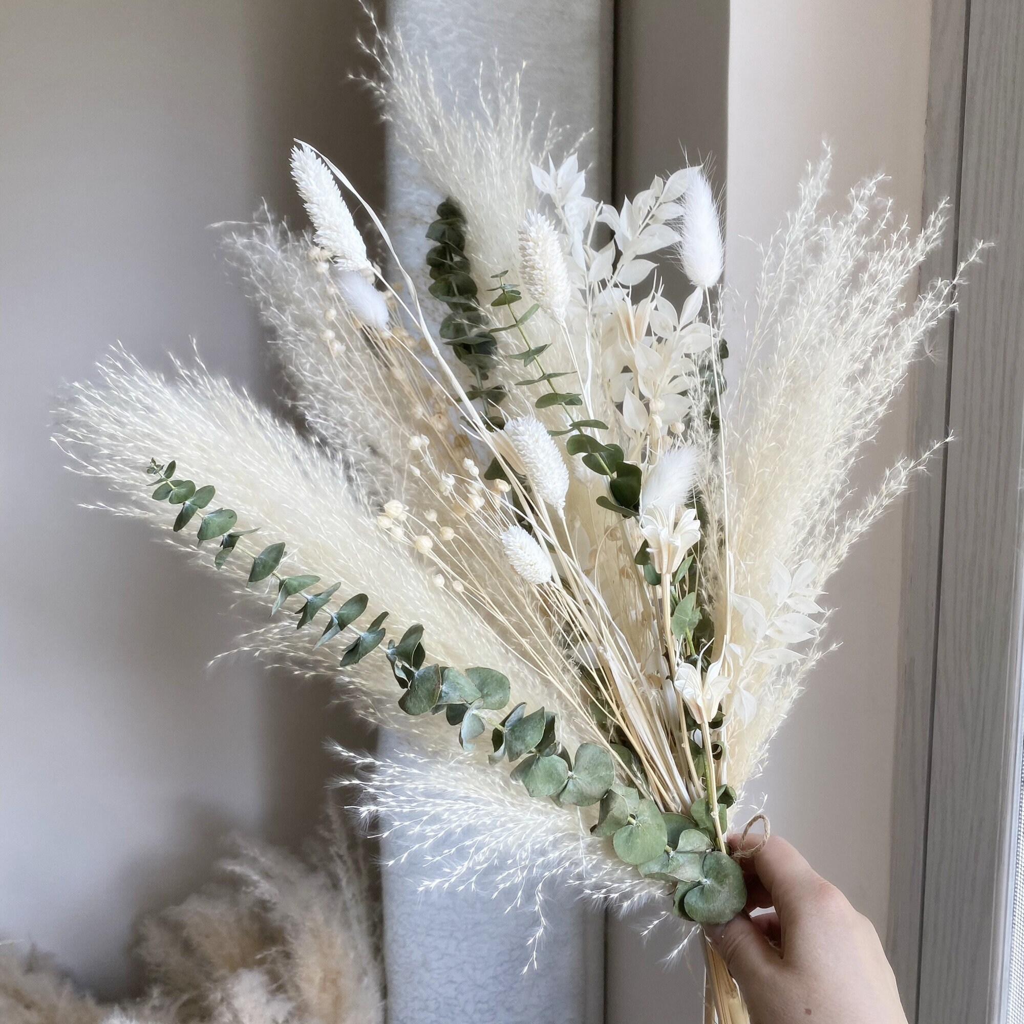 Pampas Grass and Eucalyptus greenery flower bouquet dried Etsy