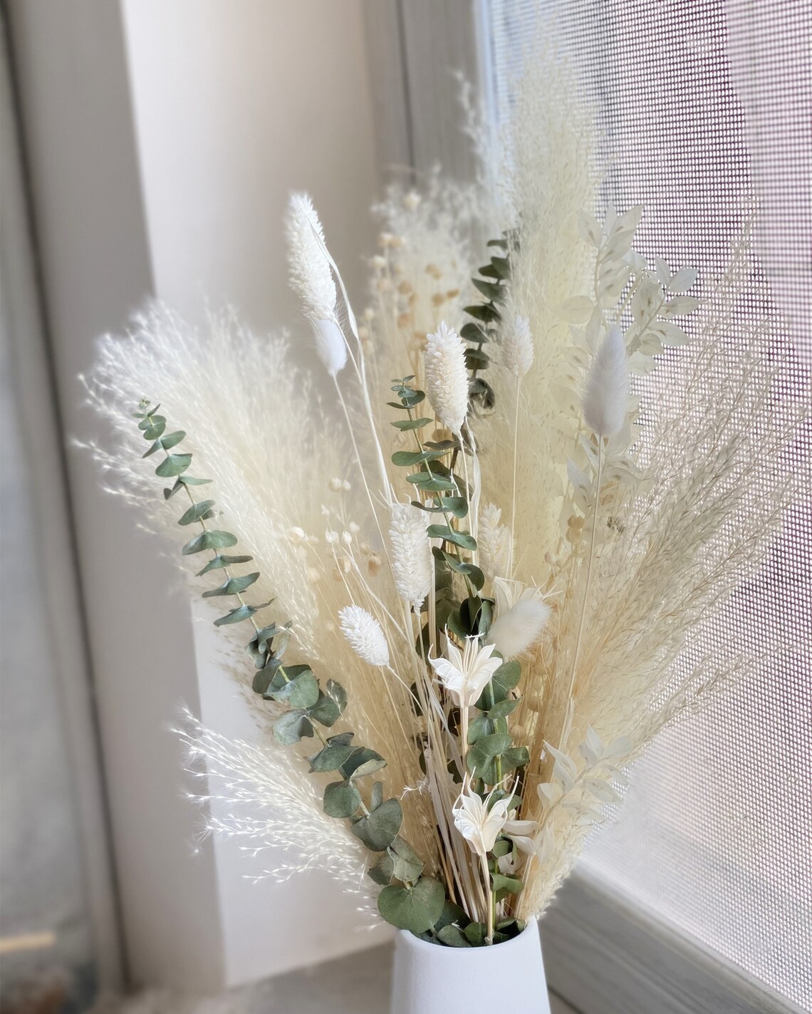 Pampas Grass and Eucalyptus greenery flower bouquet dried Etsy