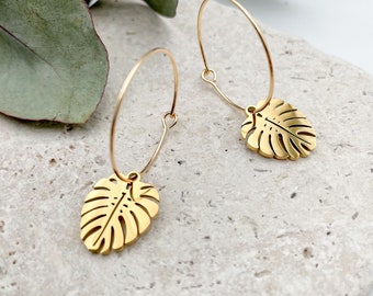 MONSTERA // Pair of earrings 18K gold plated // 18K gold plated pendant