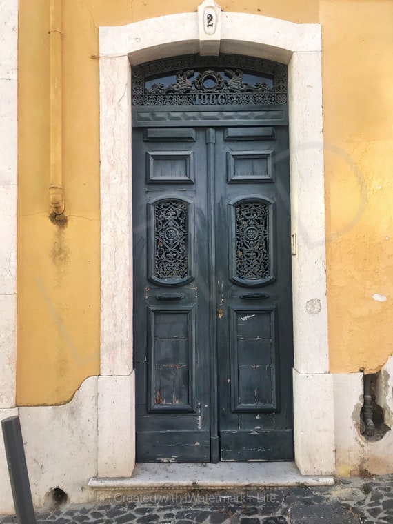 Digital Download Black and Yellow Rustic Door from Lisbon, Portugal