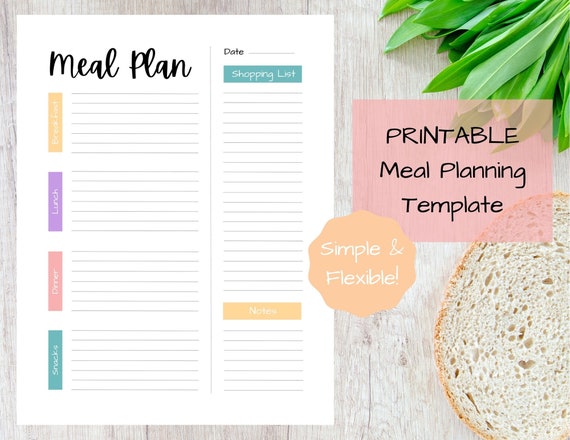 Meal Planner Printable Template Shopping List PDF 1-2 | Etsy