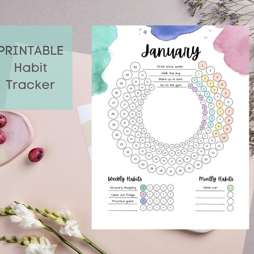 Habit Tracker Printable Template for Daily Weekly Monthly - Etsy