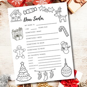 Weihnachtswunschliste Malseite | Brief an den Weihnachtsmann | Druckbar