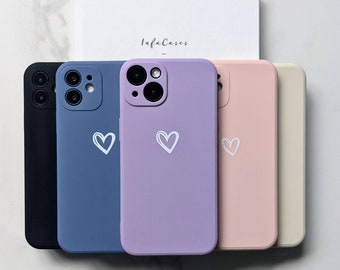 Heart shape pastel colours shockproof case for  11 12 13 14 Mini Pro Xr X XS SE 2020 max 7/8 plus genuine silicone soft liquid cover