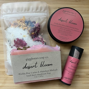 Nourishing Desert Bloom Prickly Pear Desert Theme | Gift Box Soap Bath Salts Lip Balm Salve Set | Mothers Day | All Natural | Mom