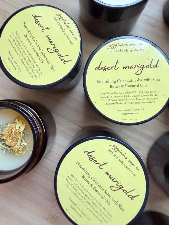 Desert Marigold Chamomile & Calendula Salve | Essential Oil All Natural Plant Based Blend Herbal Infusion | Hand Care | RN Gardener Mechanic