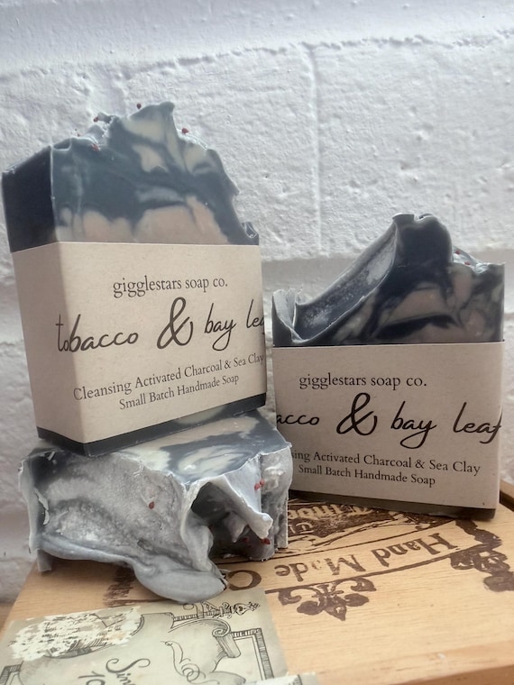 Bay Leaf Tobacco Soap | Activated Charcoal Sea Clay Detox Bar