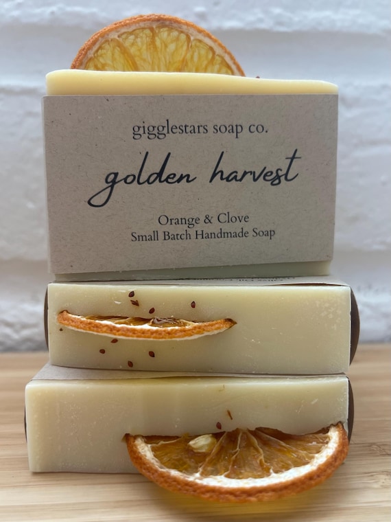 Golden Harvest Orange Clove & Cinnamon Cold Process Artisan Soap | Fall Limited Edition | Palm Free | Moisturizing | Handmade Small Batch