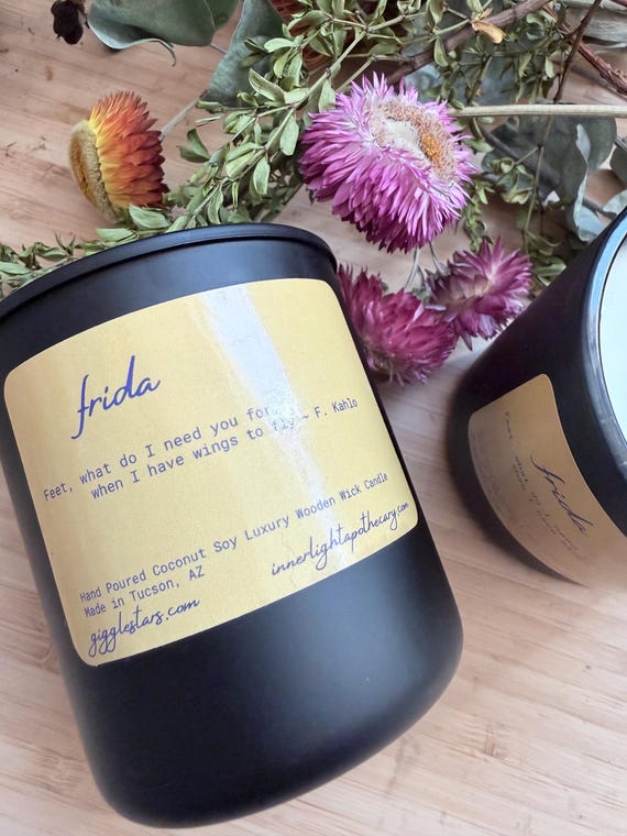 Frida alluring hand poured Apricot Soy Candle, fresh floral 8 oz