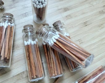 Matches in glass vial - candle gift - gift for her- gift for him - strike matches candle gift