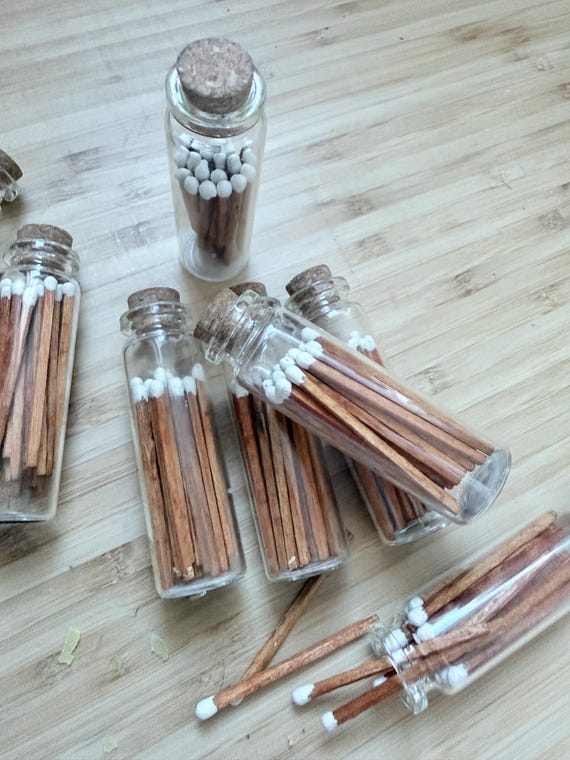 Matches in glass vial - candle gift - gift for her- gift for him - strike matches candle gift