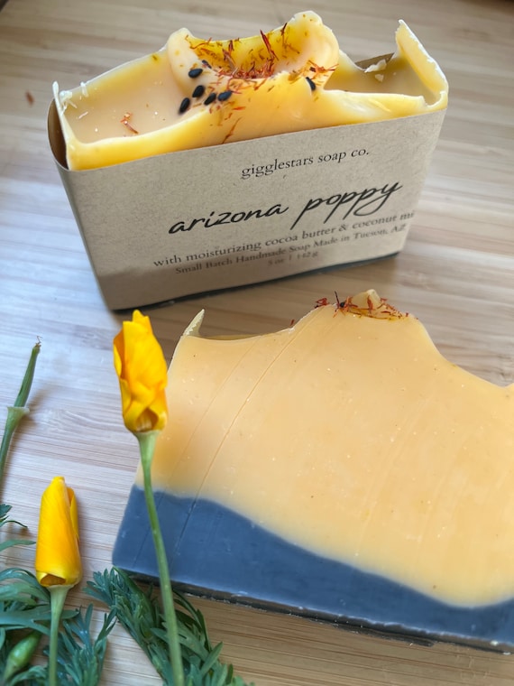 Arizona Poppy  | Handmade Essential Oils Natural Soap | Sensitive Skin Soothing Detoxifying Skin Care  | VEGAN | Cruelty Free |