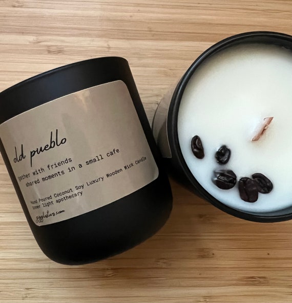 Old Pueblo, Apricot Soy Wax Luxury  Wood Wick candle, coffee house vibes, Clean Burning  Eco Friendly, Unisex