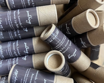 Moisturizing Lavender, Chamomile & Honey Natural Lip Balm | Natural Ingredients | Recyclable Paper Kraft tube .5oz | Self Care | Gift