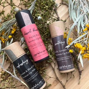Beeswax and Essential Oil Natural Lip Balm Trio | Moisturizing for Dry Chapped Lips |  RN Friend Man Mom gift