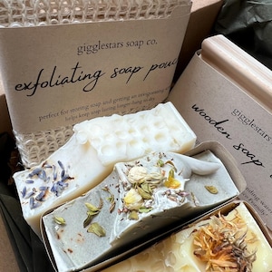 Soap Trio Handmade Gift Box Set |  Natural Hand Crafted Soaps | Soap Dish | Soap Bag | Unisex | Vegan choices