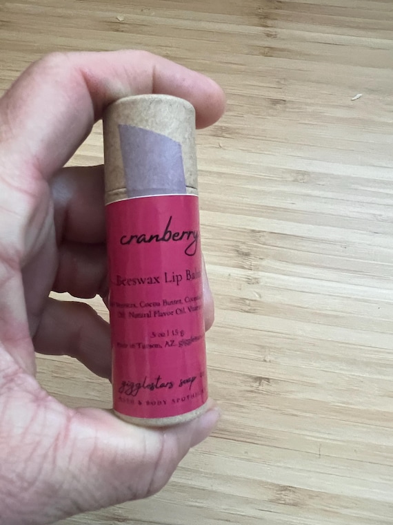 Fall CRANBERRY Moisturizing Natural Lip Balm | Recyclable Paper Kraft tube .5oz | Self Care | Gift