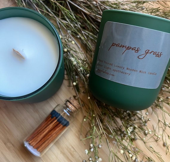 Desert Grasslands fresh uplifting Apricot Soy Wax Luxury Wooden Wick Candle, Clean Burning, Eco Friendly, Unisex, Lidded Vessel 8 oz