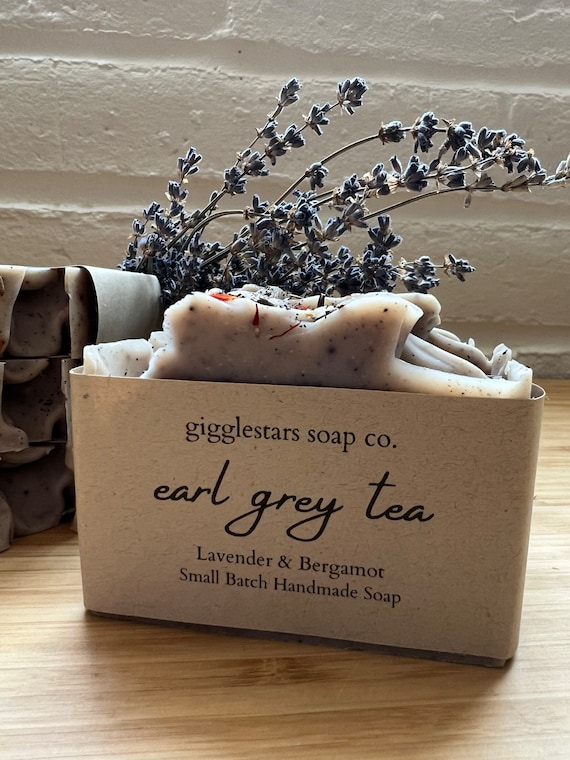 Earl Grey, Lavender & Bergamot Small Batch Cold Process Handmade Soap | Vegan | Moisturizing Exfoliating  | Men Woman Gift | Essential Oil