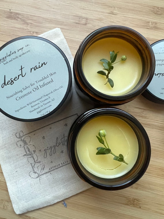 Desert Rain Wild Chaparral Creosote Oil Infused Skin Care Beeswax Salve  - Dry Cracked Skin -hand salve  - All Natural