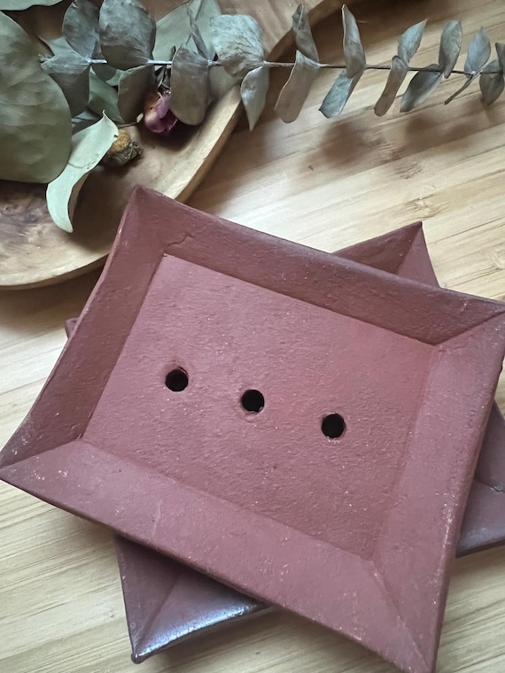 Handmade Red Clay Soap Dish: Well Draining, ECO Natural Home