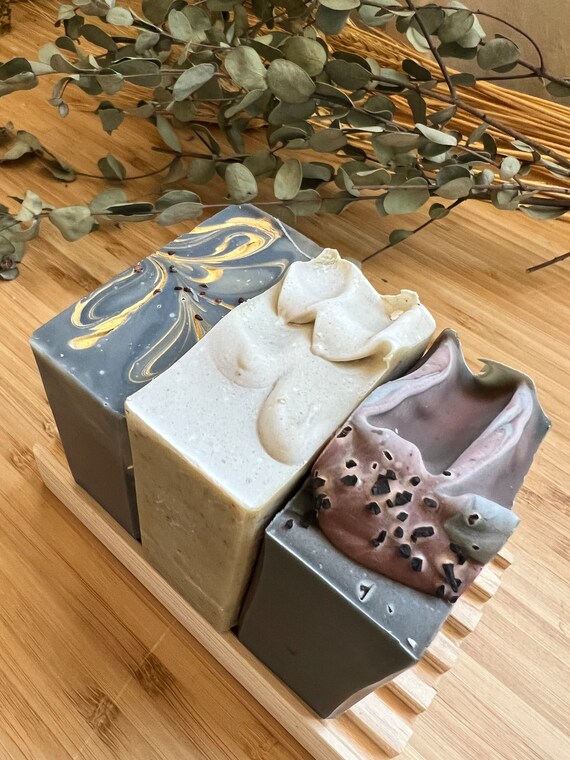 Men’s Gift Set of three Cold Process Soap | Natural Handmade Small Batch Artisan | Vegan | Gentle | Unisex Gift Soap